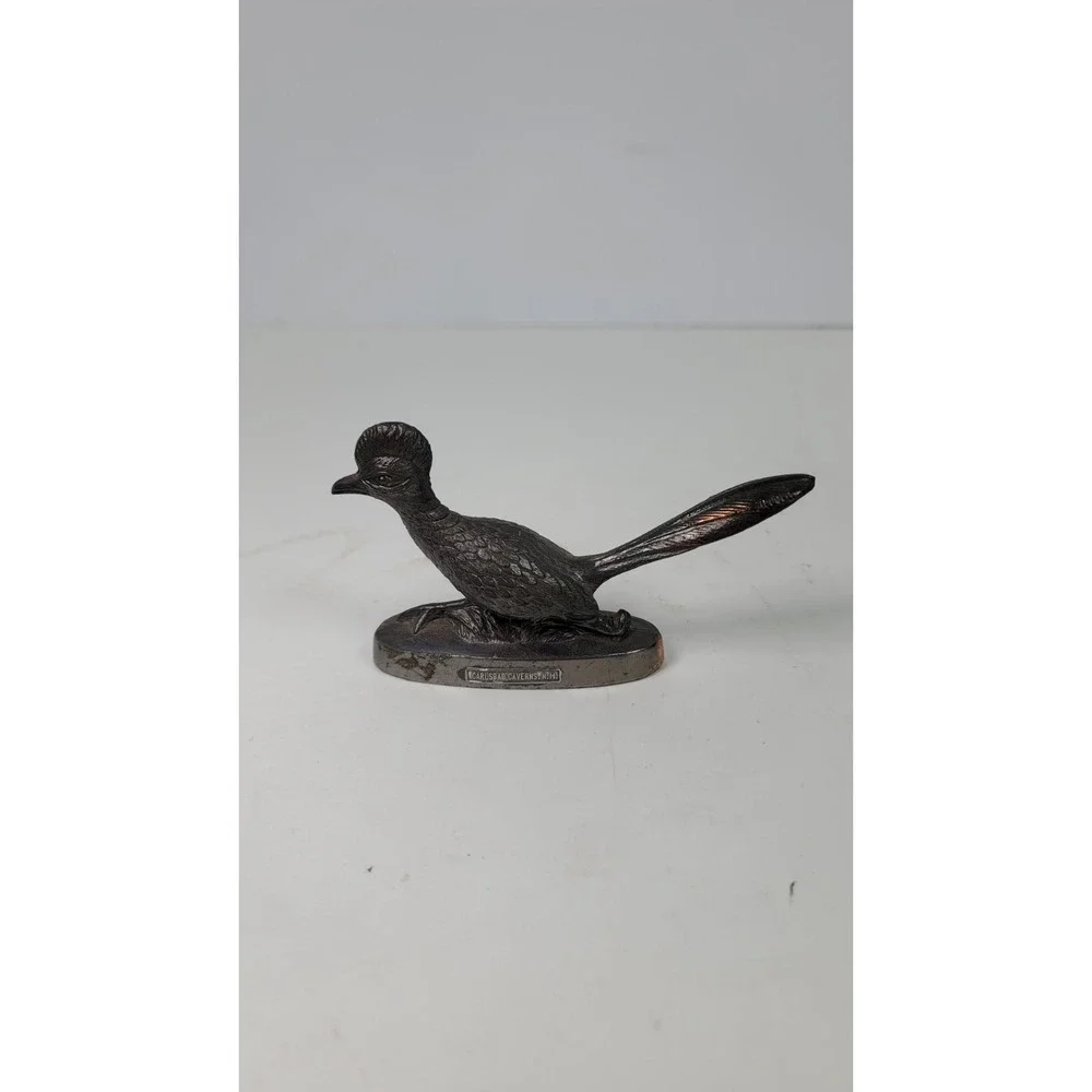 Vintage Bronzed Roadrunner Ring neck Pheasant Paperweight Figure Bird Trinket